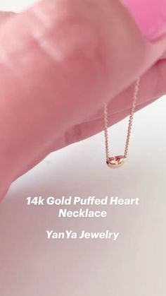 Solid Gold Jewelry #puffedheart #14kgoldchainnecklace #giftsforher Puffed Heart Necklace, Puffed Heart, Solid Gold Jewelry, Heart Necklace, Solid Gold, Gifts For Her, Necklaces, Gold