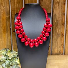 New. Paparazzi Brand. Trendy Red Beaded Necklace For Party, Trendy Red Necklaces With Round Beads, Trendy Red Round Bead Necklaces, Trendy Red Round Beads Necklace, Trendy Red Beaded Necklaces, Trendy Red Beaded Necklace, Trendy Handmade Red Beaded Necklaces, Trendy Red Handmade Beaded Necklaces, Red Jewerly