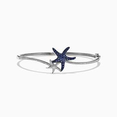 Effy Seaside 14K Gold Blue Sapphire & Diamond Starfish Bracelet, 1.06 TCW Elegant Starfish Bracelet For Gift, Elegant Blue Starfish Charm Jewelry, Elegant Blue Jewelry With Starfish Charm, Blue Star-shaped Jewelry For Formal Occasions, Formal Blue Star-shaped Jewelry, Wedding Jewellery Designs, Starfish Bracelet, Preppy Jewelry, Gems Bracelet