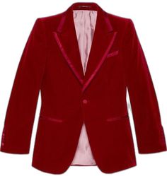 Gucci's Aria collection is a celebration of the house's centenary year and evokes its heritage, craftsmanship and Greek-inspired aesthetic. With a refined velvet finish, this deep red blazer is cut for a tailored fit and fastens at the front with a button fastening whilst boasting statement peak lapels and strong structured shoulders.

Made in Italy

Composition

Outer: Satin 100%, Velvet 100%

Lining: Silk 100%

Product IDs

FARFETCH ID: 17443107

Brand style ID: 671978Z4716 Gucci Notch Lapel Outerwear With Double Button, Elegant Gucci Formal Suits, Elegant Gucci Business Suit, Classic Gucci Suits For Business, Classic Gucci Business Suits, Classic Fitted Gucci Suit, Gucci Notch Lapel Suit For Formal Occasions, Classic Tailored Gucci Suits, Gucci Notch Lapel Suits For Work