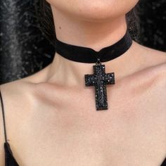 Gothic Wedding Chocker Cross Gothic, Female Necklace, Cross Choker, Edgy Jewelry, Choker Black, Necklace Gothic, Necklace Cross, Neck Accessories, Black Cross