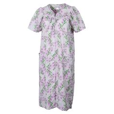 Elegant Emily women's cotton blend snap-front dusters are the comfortable house dresses you've been looking for. Made of 55% cotton and 45% polyester blend, this machine washable women's house dress is lightweight and ideal for a relaxing day in. Featuring two large front pockets to hold all of your essentials, and a delicate snap front closure, this dress is a breeze to slip on and off without pulling it over your head. Wear around the house with your favorite pair of slippers for those lazy mo Lavender Cotton Sleepwear For Spring, Purple Spring Sleepwear For Home, Spring Purple Home Sleepwear, Comfortable House, House Dresses, Head Wear, Dusters, Womens Robes, Relaxing Day