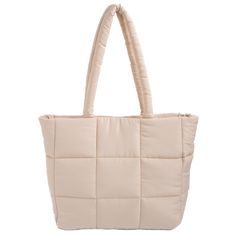 PRICES MAY VARY. Puffer Women's Tote Bags: Our high-end soft tote bag for women is designed with a cream color that looks elegant. Its unique 9 square pattern in front sets it apart from other travel bags and gives a sophisticated look. Spacious and Durable: This large puffer tote bag offers plenty of room for all your belongings. With dimensions of 14.5”x 13.7”x 4”, this shopper bag for women accommodates your daily essentials like makeup, tissues, and wallet. Versatile Travel Bag: This puffy t Amazon Tote Bag, Puffy Tote Bags, Dipper Bag, Bags For College, Puffy Bag, College Tote Bag, Puffer Tote Bag, Puppy List, Puffer Bag