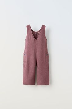 EMBROIDERED KNIT OVERALLS - Dark pink | ZARA United States Cashmere Jacket, Zara United States, Dungarees, Dark Pink, Hooded Jacket, Round Neckline, Overalls, Cashmere, Zara