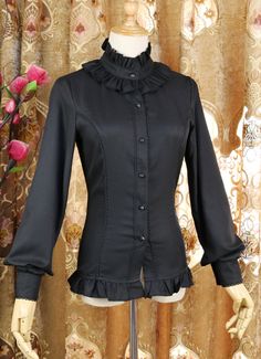 Steampunk Gothic Medieval Blouses Renaissance Victorian Women Shirts     Color:  As Picture   Applicable People:Adult   Gender:Women   Material: This Blouses is made of  High Quality Chiffon, soft and comfortable to wear   Package Includes: One Blouses   OCCASION: Masquerade,Birthday Party,Cosplay Party,and it's a good gift for Girlfriend,Daughter       Size:(cm)   S    Bust84cm   Waist70cm   Shoulder35cm   Sleeve59cm&nbsp Gothic Long Sleeve Tops For Costume Party, Gothic Tops For Fall Costume, Gothic Tops For Costume Party In Fall, Gothic Top For Costume Party In Fall, Gothic Long Sleeve Shirt For Halloween, Medieval Style Fitted Long Sleeve Top, Gothic Style Cosplay Top For Fall, Black Fitted Gothic Shirt, Gothic Long Sleeve Top For Costume