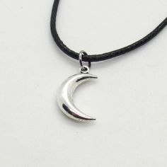 "Small Moon Charm Pendant Necklace, Moon Charm, Small Moon Charm Necklace, Men's Necklace, Woman's Jewelry, Men's Jewelry, Necklace for Men, Necklace for Women, Layered Charms Necklace Small Moon Charm 3/8\" x 3/4\" STAINLESS STEEL CHAINS - Hypo Allergenic, Resist Tarnishing Sm Flat Link Chain, 3 x 2 x 0.6mm, Stainless Steel Chain, Lobster Clasp Sm Twist Curb Chain, 3 x 2 x 0.6mm, Stainless Steel Chain, Lobster Clasp Sm Rolo Chain, 2.5 x 1mm, Stainless Steel Chain, Lobster Clasp Black Waxen Cott Mens Moon Necklace, Moon Necklace For Men, Adjustable Moon Shape Necklace With Moon Charm, Adjustable Crescent Moon Phase Charm Necklace, Adjustable Crescent Moon Charm Necklace, Edgy Jewelry, Necklace Moon, Charms Necklace, Brown Jewelry