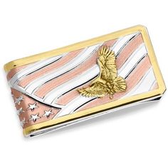 The High Praise American Made Money Clip has a stunning tri tone design. The edge of the money clip is a smooth gold tone while a flying American flag covers the background. Silver and rose gold tone creates the stars and stripes of the flag and a gold tone soaring eagle figure adds to the piece. All Montana Silversmiths jewelry and accessories have a lifetime limited warranty on manufacturing defects when accompanied by a receipt. See our warranty policy for details. Montana Silversmiths money Montana Silversmith Jewelry, Soaring Eagle, Tractor Supplies, Tractor Supply, Pet Life, Jewelry And Accessories, American Made, Money Clip, Tractor