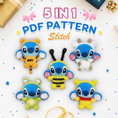 the 5 in 1 pattern stitch book features cute little monsters