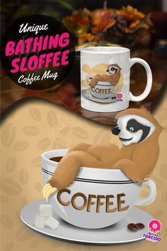 a slotty in a coffee cup with the caption unique bathing sloffe coffee mug