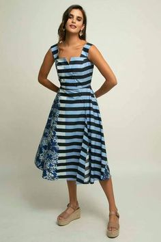 Trendy Women’s Dresses Online | Best Dresses for Women Online - Eva Franco Stripes With Floral, Fashion For Work, Women Dress Online, Eva Dress, Rockabilly Outfits, Full Circle Skirt, Fashion Unique, Full Circle Skirts, Spring Outfits Women