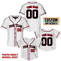 - Premium Material: Our Baseball Jerseys for women men are made from lightweight polyester, boxed flatback mesh fabric offers outstanding durability, insulation, and wrinkle resistance, which provide our customers with a great put-on experience. The elegant workmanship ensures the custom baseball jerseys fits your body excellently. - Customized Baseball Jersey: Let's create your own design with our personalized baseball jersey. Select the desired size and color, then enter the name and number. Please read the size information for choose your own size. - Suitable for any occasion: Straight-fit Baseball Jerseys are prepared with full button sown closures. Our baseball jerseys can be worn on a variety of situations, including hanging out with friends, attending athletic events, or even as cus Casual White Customizable Jersey, White Breathable Baseball Jersey For College, Casual Fitted Team-colored Baseball Jersey, White Fitted Baseball Jersey For College, White Breathable College Baseball Jersey, College Fitted White Baseball Jersey, White Breathable Crew Neck Baseball Jersey, White Moisture-wicking Tops With Baseball Collar, Fitted Casual Baseball Jersey With Team Name