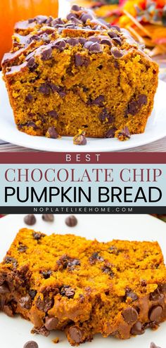 Learn how to make the Best Chocolate Chip Pumpkin Bread! This deliciously baked pumpkin recipe is moist, full of pumpkin spice flavors with melted chocolate chips inside! It's one of the best pumpkin sweets! Pumpkin Chocolate Chip Spice Cake, Brown Butter Chocolate Pumpkin Bread, Dark Chocolate Pumpkin Bread, Brown Butter Chocolate Chip Pumpkin Loaf, Sourdough Discard Pumpkin Chocolate Chip Bread, Pumpkin Chocolate Chip Biscotti, Brown Butter Chocolate Chip Pumpkin Bread, Grated Pumpkin Recipes, White Chocolate Chip Pumpkin Bread