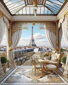 a room with a view of the eiffel tower