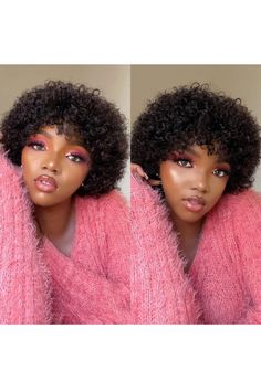 Short Bob Wigs 8 inch Water Wave Human Hair Bob Wigs for Black Women With Bangs. Black Women With Bangs, Bob Wigs For Black Women, Human Hair Bob Wigs, Short Curly Bob, Remy Human Hair Wigs, Pixie Cut Wig, Hair Bob, Short Pixie Cut, Short Bob Wigs