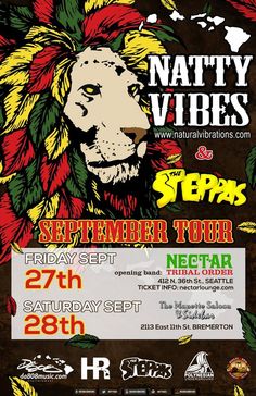 a poster for the natty vibes show with an image of a lion on it