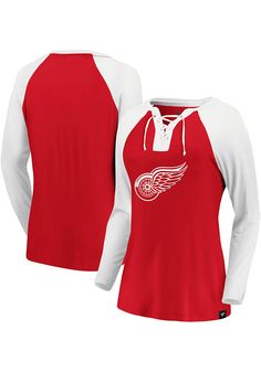 Display your Detroit Red Wings spirit in this Detroit Red T-Shirt! This Detroit Iconic Break Out Play Long Sleeve T-Shirt makes a great layer for cooler nights cheering on the Red Wings. Featuring a center chest screen print team graphic, this Detroit Red Wings Long Sleeve LS Tee is a must-have for any fan. Go Red Wings! center chest screen print, laced neckline, team color contrast raglan sleeves, 95% Rayon/5% Spandex Red Graphic Print Raglan Sleeve Top, Red Raglan Sleeve Tops With Graphic Print, Quarter Zip Jacket, Youth Hoodies, Detroit Red Wings, Red Adidas, Break Out, Red Tshirt, Red Hoodie