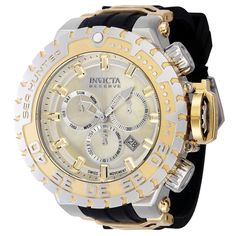 This beautiful Invicta Sea Hunter watch contains a precise Quartz movement in addition to a steel, gold case. Its face displays a gold, metal, mother of pearl, oyster dial protected by a highly resistant Flame Fusion Crystal. This timepiece is completed by a black, gold, silicone, stainless steel band and it offers water resistance of up to 500 m. A masterpiece in timing has joined the ranks of the Pro Diver collection, the Invicta Sea Hunter. Prominently sized and ready to face the deepest dept Mens Wardrobe Essentials, Pearl Oyster, Mens Invicta Watches, Premium Watches, Best Watches For Men, Invicta Watches, Blue Hawaiian, Classic Watches, Silicon Bands