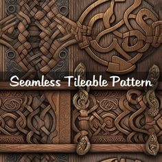 some wood carvings with the words seamless tileable pattern