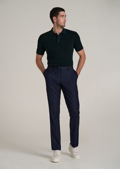 Purl Knit Polo for the Tall Man with Style Refined Relaxation Elevate your casual look with our Purl Knit Tall Men's Polo Shirt. This isn't just an extra-long polo shirt—it's a statement of sophistication made with the taller guy in mind. The modern fit and longer-than-hip length ensure a sleek silhouette without sacrificing comfort. Whether it’s for a smart-casual meeting or a weekend getaway, this men's tall polo shirt, with its ribbed hem and cuffs, ensures you stand out in the best way possi Real Estate Fashion Men, Mens Knit Polo Shirt Outfit, College Professor Outfit Men, Guy Wedding Outfit Guest Casual, Men S Business Casual, Smart Business Casual Men Work Outfits, Tall Man Outfit Men Styles, College Graduation Outfit Ideas Men, Office Attire Men