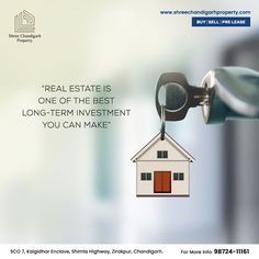 an advertisement for real estate is shown with a house being held by a pair of scissors