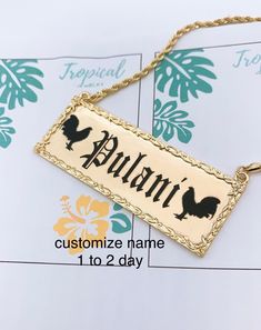 Get a customize necklace with your name, the name of a special someone or a word. Ship out within 2 days! This Hawaiian island inspired jewelry is both beautiful and high quality. This will make a perfect addition to your Island themed collection, or as a wonderful gift for those who love Hawai'i. Because this is customize for you, there will be no return. Thank you for supporting my small local business! Panda Jewelry, Bicycle Jewelry, Everyday Pendant, Infinity Necklace Gold, Rose Gold Initial, Personalized Gold Necklace, Silver Necklace Simple, Sideways Initial Necklace, Tropical Jewelry