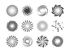 six different swirls in black and white on a white background royalty - art illustration