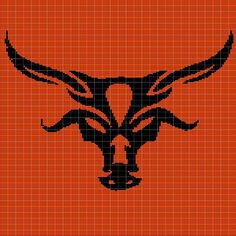 the chicago bulls logo on an orange and black cross - stitch pattern, with long horns