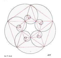 a drawing of five circles in the middle of a circle