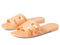 Sam Edelman Bay Jelly - Women's Shoes : Peach Pearl : Keep it casual yet fashionable with the Sam Edelman Bay Jelly Sandals. Synthetic upper. Synthetic lining. Slide closure. Comfortable cushioned footbed. Synthetic outsole. Imported. Measurements: Weight: 9 oz Product measurements were taken using size 9, width M. Please note that measurements may vary by size. Weight of footwear is based on a single item, not a pair. Lightweight Flat Slides For Spring, Trendy Lightweight Slides, Lightweight Slides With Removable Insole For Spring, Orange Flat Slides For Spring, Lightweight Spring Slides With Removable Insole, Casual Orange Slides For Spring, Lightweight Slides For Spring Beach, Lightweight Slides For Beach In Spring, Casual Orange Sandals With Cushioned Footbed