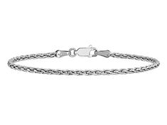 14k white gold 2.25mm parisian wheat chain lobster clasp. Measures 7" or 8"L x 3/32"W. White Gold Link Jewelry With Wheat Chain, White Gold Wheat Chain Link Jewelry, White Gold Jewelry With Wheat Chain Link, White Gold Wheat Chain Jewelry, Lobster Clasp, Diamond Bracelet, Wheat, White Gold, Chain