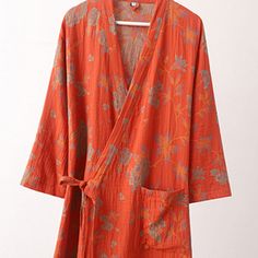 Flower Jacquard Cotton V-Neck Bathrobe Pajama – ownkoti Leisure Time, Must Haves, Pajamas, Men And Women, For Men, V Neck, Clothes