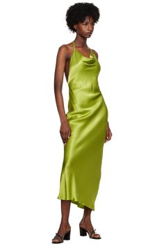 BEC + BRIDGE: Green Odessa Maxi Dress | SSENSE Bec Bridge, Bec & Bridge, Halter Strap, Odessa, Satin Dresses, Cowl Neck, Clothing Accessories, Bridge, Bridesmaid Dresses