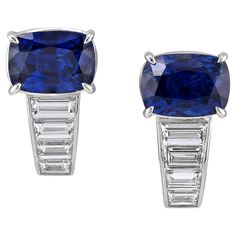 These elegant earrings by Sophia D. feature stunning blue sapphires and diamonds. Each earring showcases a striking 6.13 carats of blue sapphire, beautifully complemented by 1.25 carats of diamonds. Details: Sapphire Weight: 6.13 carats Diamond Weight: 1.25 carats A sophisticated choice, these earrings blend rich sapphire hues with brilliant diamonds for a timeless and luxurious look. Sophia D has been known world-wide for over 40 years because of its rich history of design and quality craftsman Formal Gia Certified Sapphire Diamond Earrings, Gia Certified Sapphire Diamond Earrings For Formal Occasions, Luxury Blue Diamond Earrings With Brilliant Cut, Gia Certified Sapphire Diamond Earrings, Luxury Blue Baguette Cut Earrings, Luxury Blue Diamond Earrings With Prong Setting, Blue Sapphire Diamond Earrings With Brilliant Cut, Blue Sapphire Diamond Earrings, Luxury Lab-created Sapphire Earrings For Formal Occasions