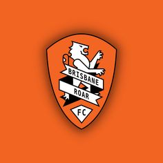 an orange and black logo with the words brisbane roar on it