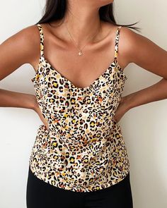 Anita Camisole Sizes 6-24 Top Digital PDF Sewing Pattern | Etsy Leopard Print V-neck Blouse For Summer, Summer Leopard Print V-neck Blouse, Trendy V-neck Top With Adjustable Straps, Printed V-neck Camisole For Summer, Printed Fitted Camisole Top, Printed Viscose V-neck Top, Chic Tank Strap Tops For Vacation, Chic Vacation Tops With Tank Straps, Fitted Floral Print Scoop Neck Tops