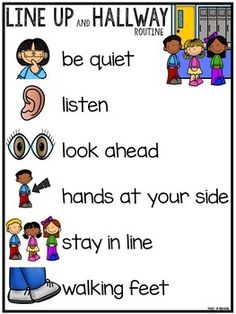 the line up and hallway rules for children