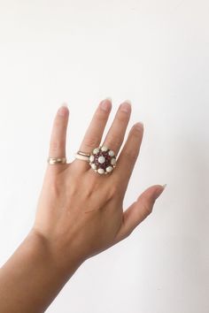 Antique Georgian 18k Opal & Ruby Ring in excellent condition. Stamped 18K. Approx. size 7. White Diamond Open Ring With Metal Band, White Pearl Ring With 17 Jewels For Formal Occasions, White Cluster Ring Stamped 14k, Fine Jewelry White Pearl Ring Stamped 14k, White Pearl Ring Stamped 14k, White Round Ruby Ring Fine Jewelry, White Round Ruby Ring In Fine Jewelry Style, White 14k Gold Hallmarked Rings, White Fine Jewelry Round Ruby Ring