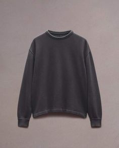 Vintage Terry. Crafted in a weighted cotton blend with a relaxed fit, long sleeves, and signature rag & bone logo embroidery at the bottom hip. Black XXL Washed Black Cotton Tops For Winter, Relaxed Fit Crew Tops With Ribbed Collar, Sporty Washed Black Long Sleeve Top, Fall Washed Black Top With Ribbed Cuffs, Sporty Long Sleeve Washed Black Top, Sporty Washed Black Top For Fall, Washed Black Crew Tops With Ribbed Cuffs, Washed Black Crew Top With Ribbed Cuffs, Washed Black Crew Neck Top With Ribbed Cuffs