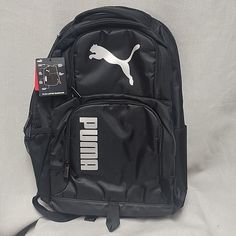 Nwt! Puma Backpack In Color Black. Padded Laptop Pocket Raised Silver Logos Puma Backpack, Soccer Backpack, Puma Classic, Gym Sack, Gym Backpack, Puma Sport, Red Backpack, Puma Logo, Sack Bag