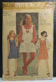 an old sewing pattern for a women's dress and apron, with the words how to sew patterns on it