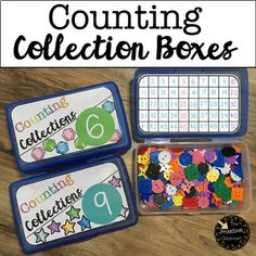 counting collection boxes are filled with numbers and shapes to practice counting skills for the number six