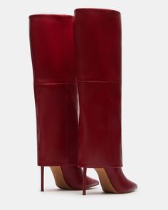 Red Knee High Boots, Red Leather Boots, Shoes Heels Classy, The Smith, Heels Classy, Knee Boot, Girly Shoes, Aesthetic Shoes, Pretty Shoes