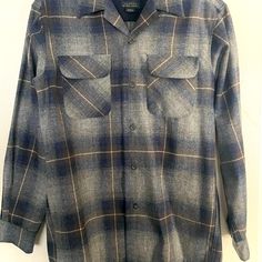 Pendleton Board Shirt Size M Only Tried On Never Worn Tags Were Removed It Just Don’t Fit Me True To Size Kept In Protective Cover No Holes Or Wear Any Questions Feel Free To Ask Classic Blue Flannel Shirt For Winter, Classic Gray Shirt With Spread Collar, Classic Gray Fall Shirt, Classic Gray Shirt For Fall, Classic Gray Tops With Spread Collar, Classic Gray Spread Collar Tops, Classic Gray Top With Spread Collar, Classic Long Sleeve Flannel Shirt With Welt Pockets, Classic Blue Flannel Workwear Shirt