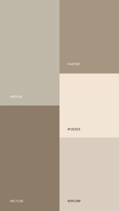 four different shades of brown, beige and white paint colors with the same color scheme