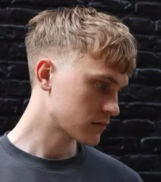 Men’s Blonde Short Hair, Blonde Taper Fade Men, Taper Fade Haircut Blonde Men, Fade Haircut Blonde Men, Blonde Fade Men, Messy French Crop Haircut Men, Straight Hairstyles Men Blonde, Blonde Man Hairstyle, Mens Haircuts Short Straight Hair