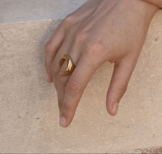 Available in 14K Gold Vermeil and Sterling Silver Approximately 0.65’’ Width (Front), 0.30’’ Width (Back) Available in whole sizes 5, 6, 7, 8, & 9 Handmade in NYC Timeless Recycled Gold Open Ring, Recycled Gold Open Ring With Polished Finish, Timeless Hallmarked Open Band Ring, Luxury Recycled Gold Open Ring, 14k Gold Wide Band Open Ring, Hallmarked, Gold Vermeil, Custom Sizing, Jewelry Making, Sterling Silver