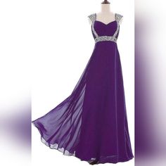 a purple dress on a mannequin headdress with beaded neckline