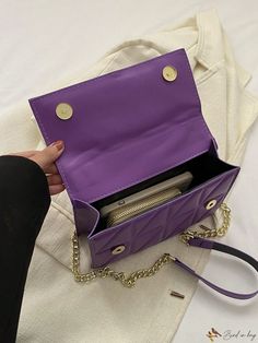 Bird in Bag - Exquisite and Multipurpose Textured Crossbody Bag with Chic Chain Strap, Latest Collection Purple Chain Strap Shoulder Bag For Formal Occasions, Formal Purple Shoulder Bag With Chain Strap, Purple Shoulder Bag With Chain Strap, Purple Crossbody Bag With Chain Strap, Chic Purple Shoulder Bag With Chain Strap, Purple Rectangular Bags With Chain Strap, Trendy Shoulder Bag, Bag Bag, Bird In Bag