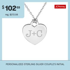 Features: Monogrammable, PersonalizedJewelry Closure: Spring Ring ClaspLink Construction: SolidShape: HeartMetal Color: WhiteChain Length: 18 InchChain Width: 1.25 MillimetersPendant Length: 16mmPendant Width: 17mmChain Construction: CableMetal: Sterling SilverNecklace Type: Name NecklacesAssembled in the US from Imported Materials Name Necklaces, Heart Pendant Necklace, Name Necklace, Spring Rings, Heart Pendant, Initials, Color White, Necklaces, Pendant Necklace