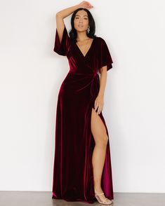 Sculpt your silhouette in the soft embrace of our Meghan Velvet Wrap Maxi Dress🤎 Take 30% OFF your entire purchase in celebration of International Women's Day! Discount automatically applied at checkout - Shop now🛍️ Velvet Bridesmaid, Velvet Bridesmaid Dresses, Wrap Maxi Dress, Mid Length Sleeves, Nursing Friendly, Rust Dress, International Women's Day, Velvet Material, Maxi Wrap Dress